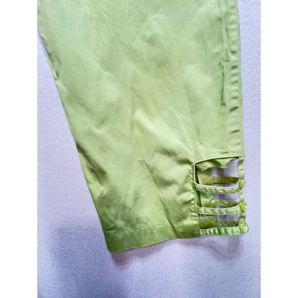 Sea Suns Women’s Capri Pants Flat Front Size Large Lime Green Relaxed Fit Casual - Picture 10 of 12